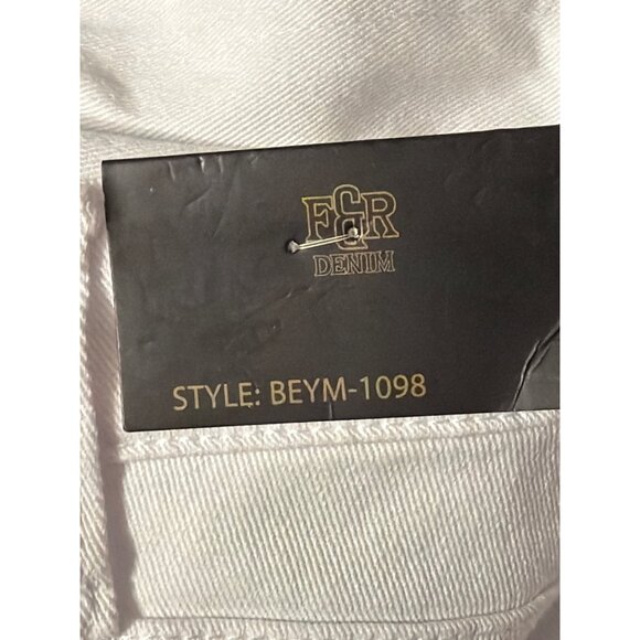 Fire Rain Denim White Distressed Slim Fit Jeans Holes F&R Size 36 x 32 NWT - Picture 5 of 6